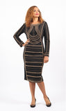 Diana 9086 black pearl embellished knit dress