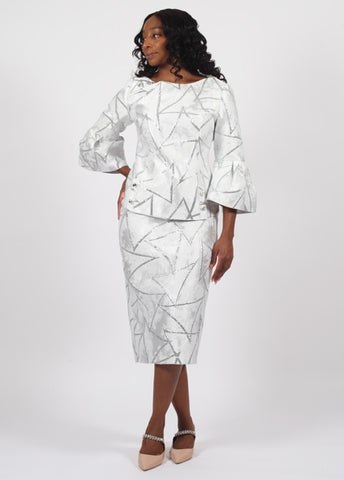 Diana 9107 silver skirt suit