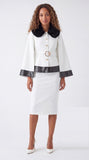 Diana 9234 ivory wool skirt suit