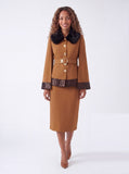 Diana 9234 mocha brown wool skirt suit