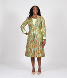 Diana 8610green jacquard jacket dress