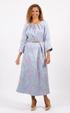 Diana 8952 blue brocade maxi dress