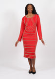 Diana 9086 red beaded dress