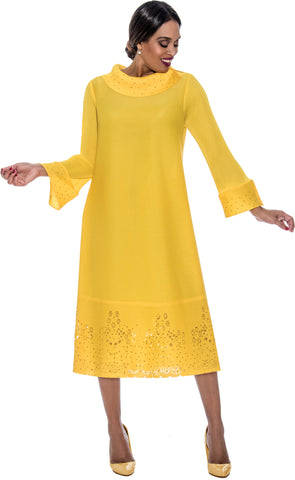 Divine Casuals 1661 yellow crinkle dress