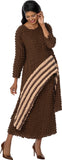 Divine Casuals 2072 brown knit maxi skirt set