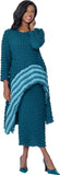 Divine Casuals 2072 teal knit maxi skirt set