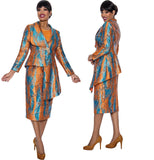 Divine Queen 2203 orange skirt suit