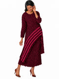 Divine Casuals 2072 burgundy popcorn skirt set
