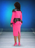Donna Vinci 12030 leather trim skirt suit