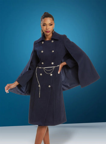 Donna Vinci 12038 navy blue cape dress