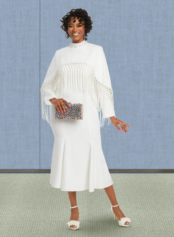 Donna Vinci 12040 white fringe dress