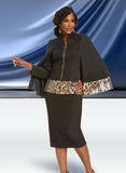 Donna Vinci 12041 black cape skirt suit
