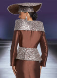 Donna Vinci 12045 brown portrait collar skirt suit