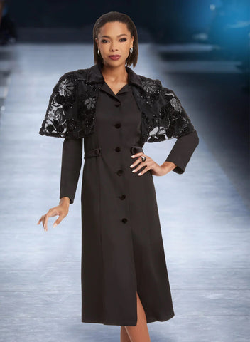 Donna Vinci 12046 black cape dress
