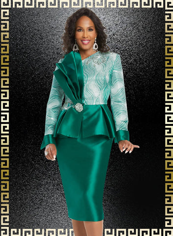 Donna Vinci 12048 jade green skirt suit