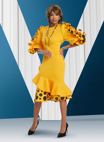 Donna Vinci 12067 yellow polka dot dress