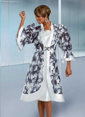 Donna Vinci 12082 White bell sleeve jacket dress