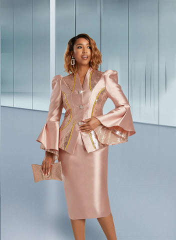 Donna Vinci 12084 blush pink skirt suit
