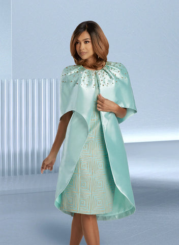Donna Vinci 12090 green brocade dress