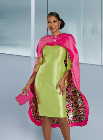Donna Vinci 12106 pink cape dress