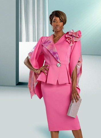 Donna Vinci 12114 bubble gum pink skirt suit