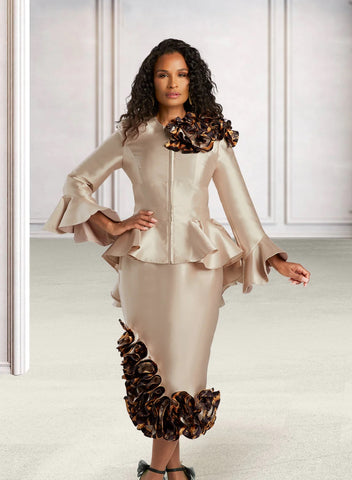 Donna Vinci 12117 creme brule skirt suit