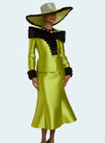 Donna Vinci 12222 lime green skirt suit
