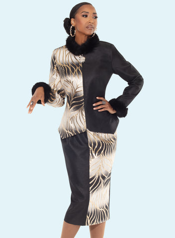 Donna Vinci 12224 black skirt suit