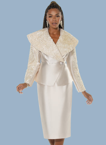 Donna Vinci 12230 champagne gold skirt suit