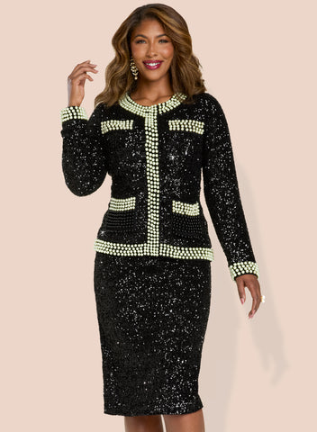 Donna Vinci 12234 black skirt suit