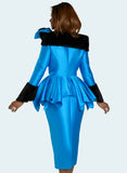 Donna Vinci 12239 blue diamond skirt suit