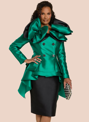 Donna Vinci 12241 forest green skirt suit