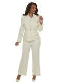 Donna Vinci 12278 off white peach skin pant suit