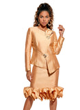Donna Vinci 12292 gold ruffle trim skirt suit