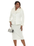 Donna Vinci 12294 off white faux fur skirt suit
