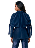 Donna Vinci 12297 silk look navy blue pant suit