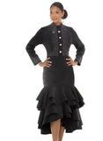 Donna Vinci 12301Black ruffle hem dress