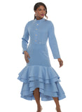 Donna Vinci 12301 blue ruffle hem dress