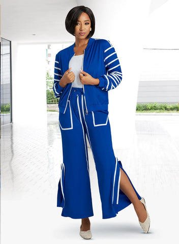 Donna Vinci Sport 21041 royal blue pant suit