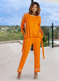 Donna Vinci Sport 21042 tangerine orange pant suit
