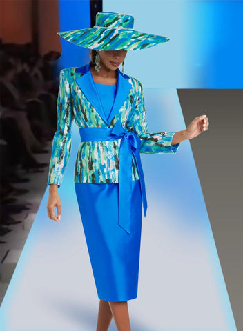 Donna Vinci 5811 royal blue skirt suit
