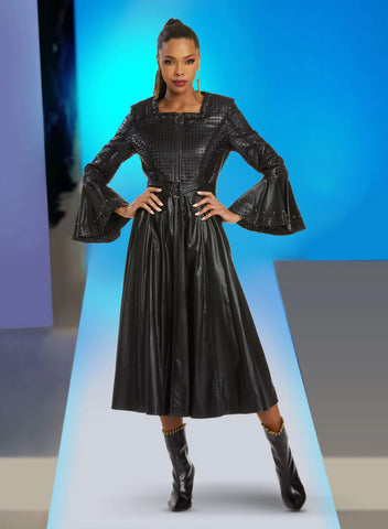 Donna Vinci 5823 black leather dress