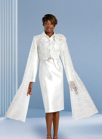 Donna Vinci 5832 white lace sleeve dress