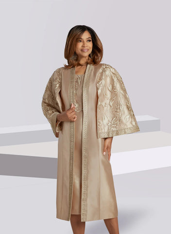 Donna Vinci 5833 caplet gold jacket dress