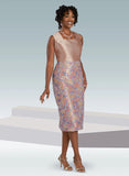 Donna Vinci 5841 brocade blush dress