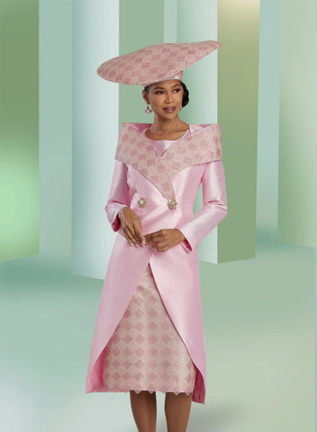 Donna Vinci 5848 pink portrait collar jacket dress
