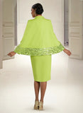 Donna Vinci 5858 lime cape dress