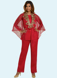 Donna Vinci 5866 red pant suit