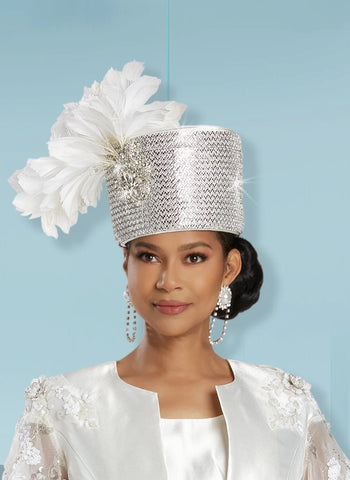Donna Vinci H12075 white feather hat