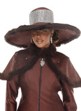 Donna Vinci H12240 brown fur trim hat